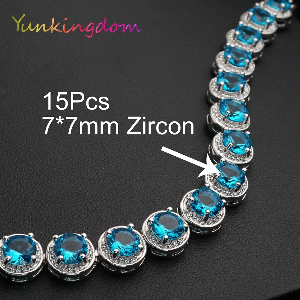 Классические круглые синие браслеты с кубическим цирконием женские праздничные