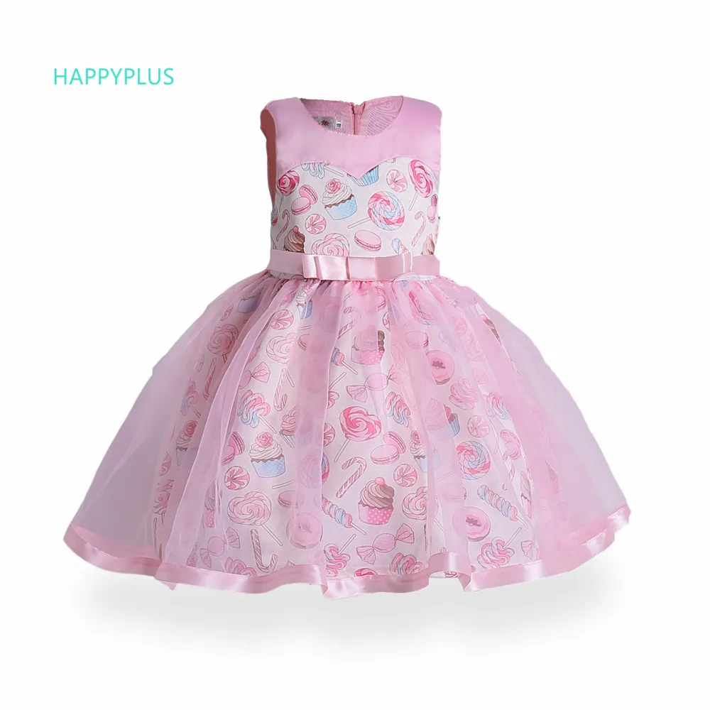 HAPPYPLUS/Розовый Модный Тюль; платье для девочек; платье принцессы для дня рождения; вечерние Детские платья для девочек; модное платье с мороженым; летнее платье для выпускного вечера для девочек