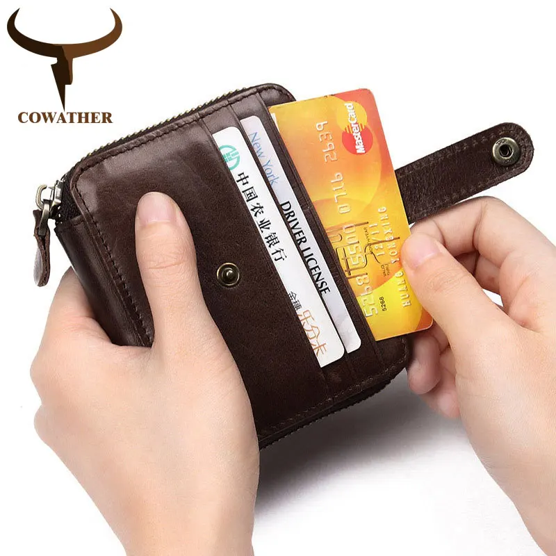 Мужской кошелек из натуральной кожи с RFID защитой|Держатели для карт и пропусков| |