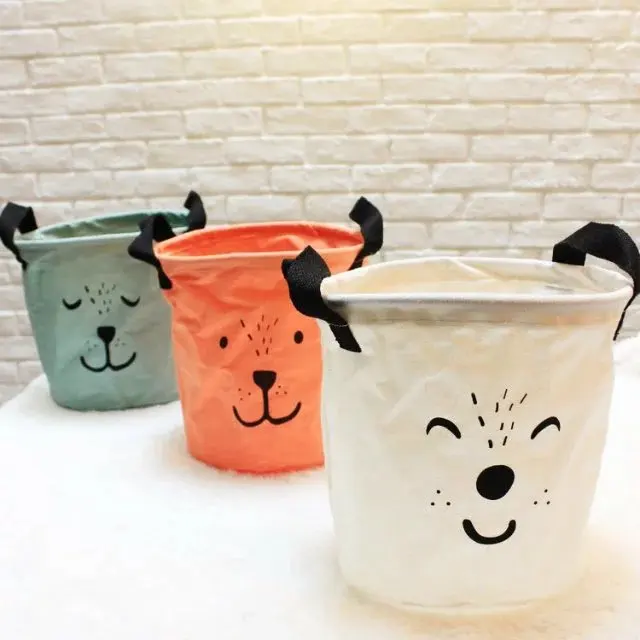 Хлопковая льняная винтажная корзина для хранения Zakka складная Милая мультяшная