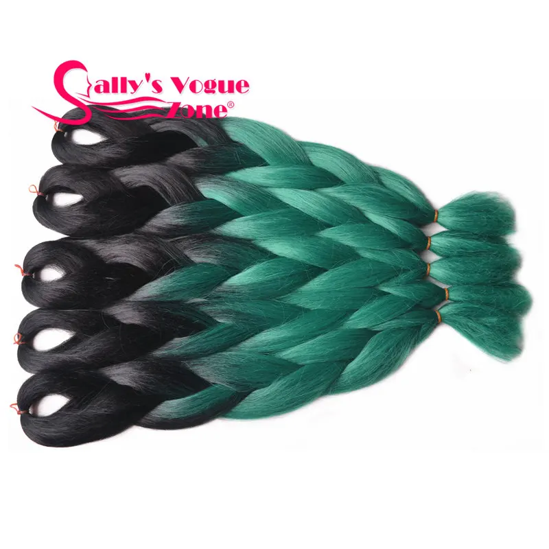 Sallyhair, 24 дюйма, Омбре, плетение волос, 3 тона, черный, синий, серебряный цвет, огромные косички, высокотемпературное волокно, синтетические волосы для наращивания - Цвет: T4/27/30