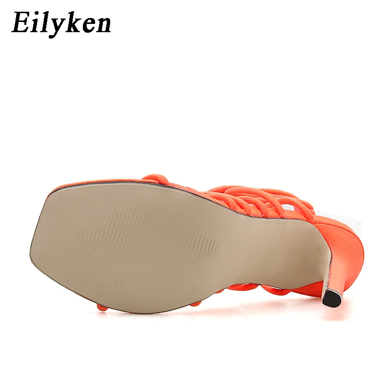 Eilyken г. Новые модные летние пикантные босоножки на высоком каблуке с открытым носком на шнуровке, большие размеры 35-42, черные, оранжевые женские босоножки