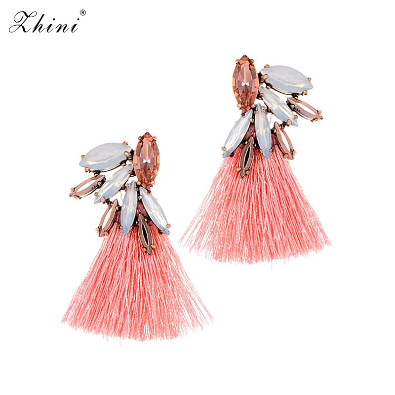 ZHINI для женщин серьги Hyperbole Fashion Sector Красочные кисточки женские подвески Bijoux