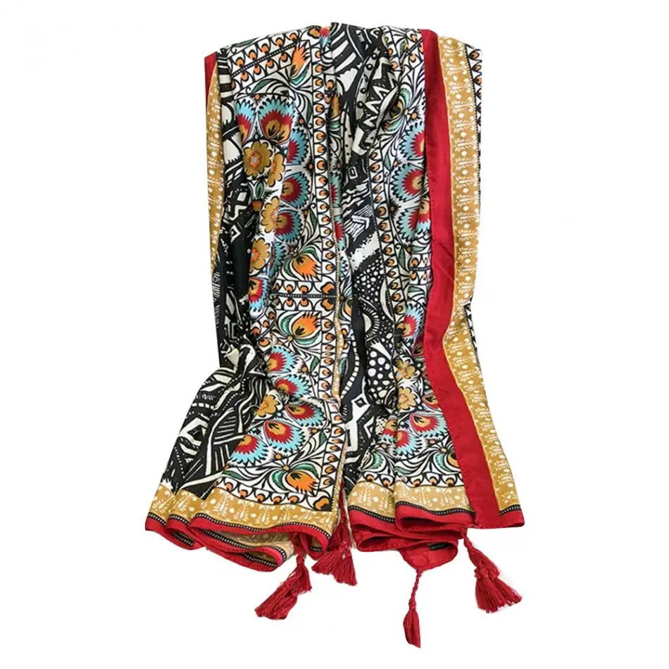 Этнический Boho Летний Тонкий пляжный шарф для поездок, женский шарф с бахромой большого размера, шаль, шарф для морского отдыха, Солнцезащитный пляжный