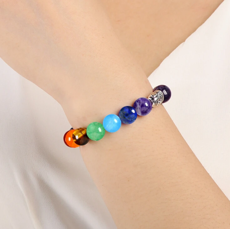 Прямая поставка 8 мм новый модный мужской браслет Будда Эластичный черный цвет из