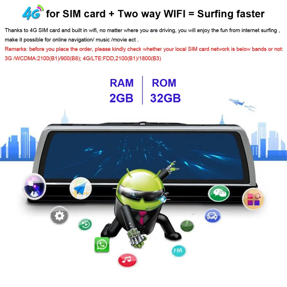 Автомобильный видеорегистратор зеркало заднего вида с 10 дюймовым IPS экраном GPS