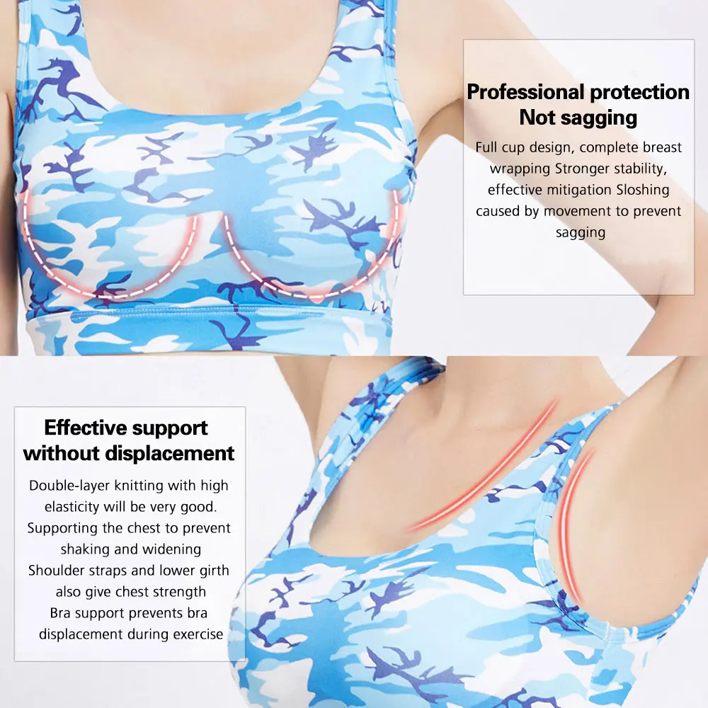 FDBRO женский спортивный бюстгальтер для йоги камуфляжный сексуальный задний