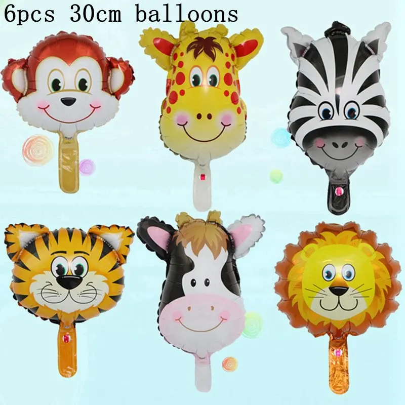 6pcs 30cm Blloons Джунгли вечерние воздушные шары из фольги в виде животного зоопарк животное джунгли тематическая вечеринка на день рождения декоративные детские игрушки шары сафари животные вечерние Декор - Цвет: 6pcs 30cm Blloons