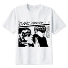 Футболка с принтом sonic youth, мужская летняя футболка с принтом, Модная белая футболка с короткими рукавами для мальчиков, MR1573