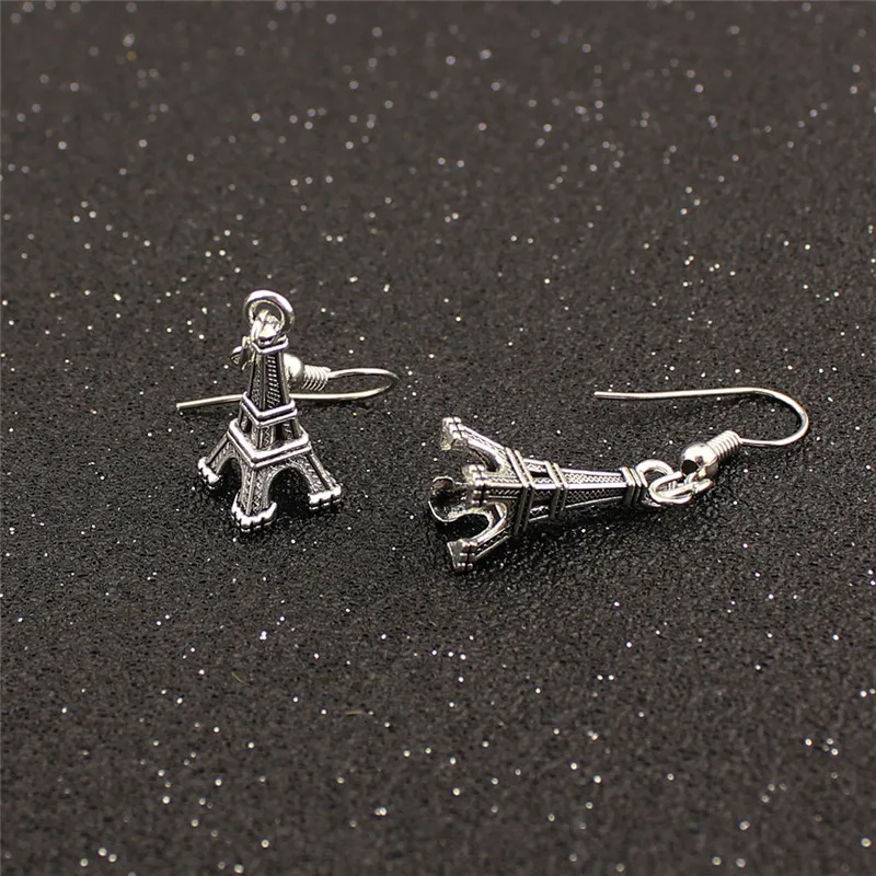 

Drop Shipping Newest Fashion Antique Silver Plated Paris Symbol Eiffel Tower Dangle Drop Earrings For Women