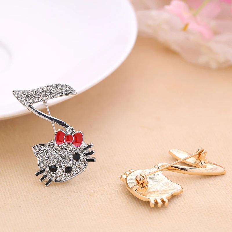 Oneckoha Модный Ювелирные изделия Стразы Привет брошь Кошечка булавка музыкальная