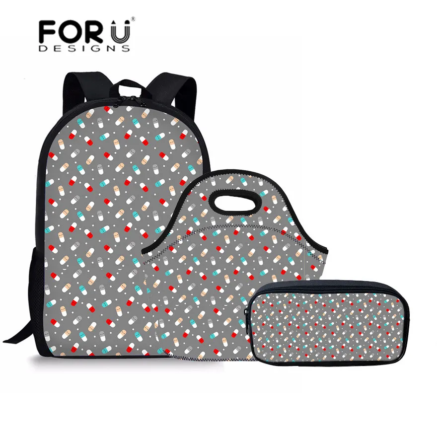 Школьный рюкзак для девочек FORUDESIGNS 3 шт./компл. школьные сумки с милым рисунком в