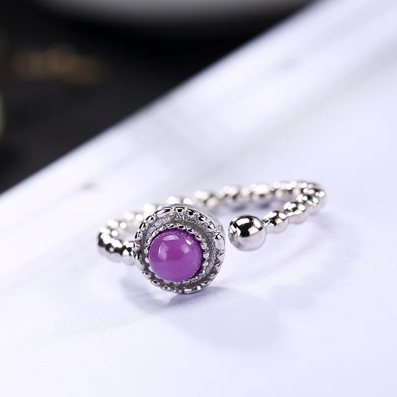 Серебряный S925 чистого серебра фиолетовый Mica инкрустированные кольцо Японии и