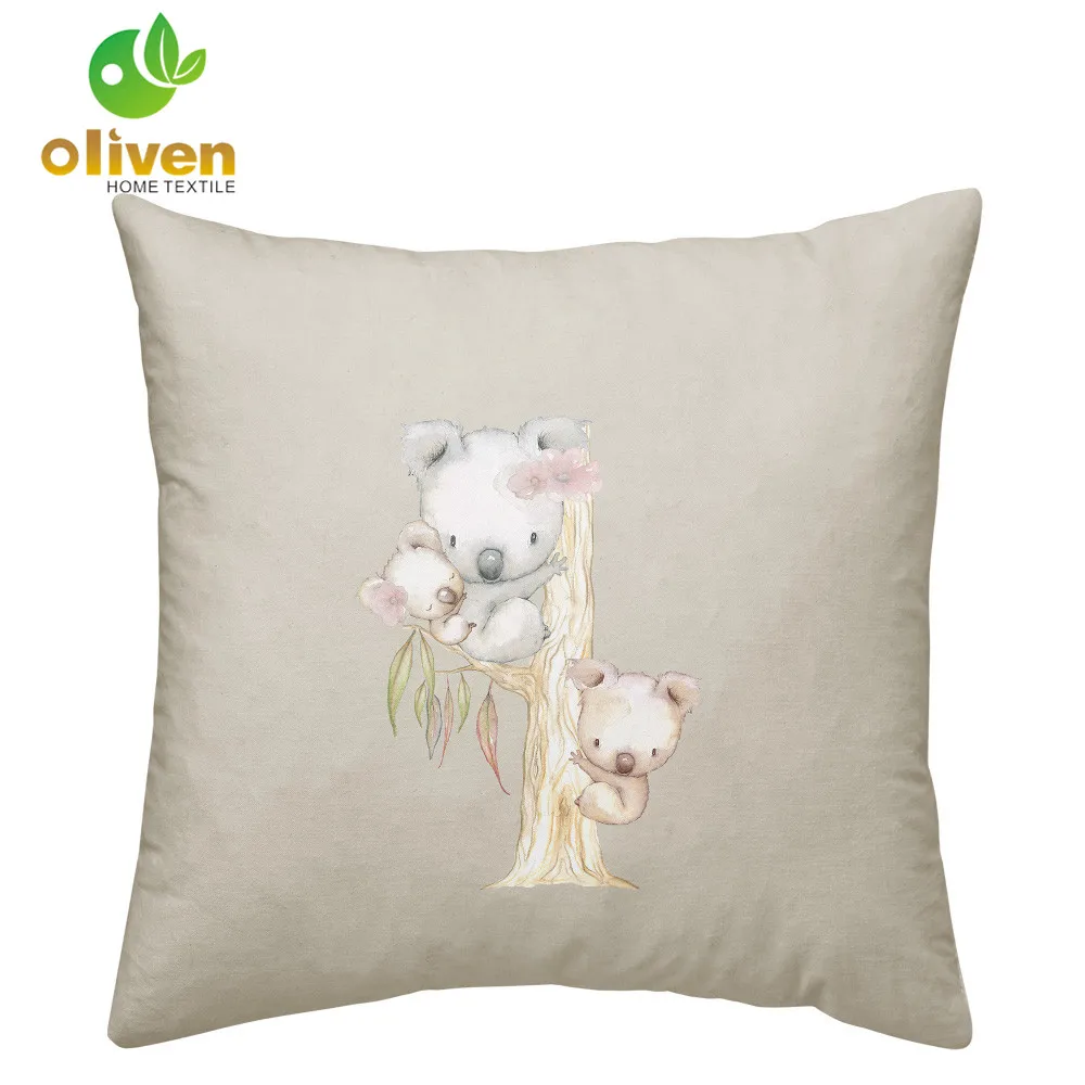 Cute Animal Koala Climbing Tree Cushion Cover Kids Cartoon Throw Pillows Living Room Sofa Seat funda cojin P15 | Дом и сад