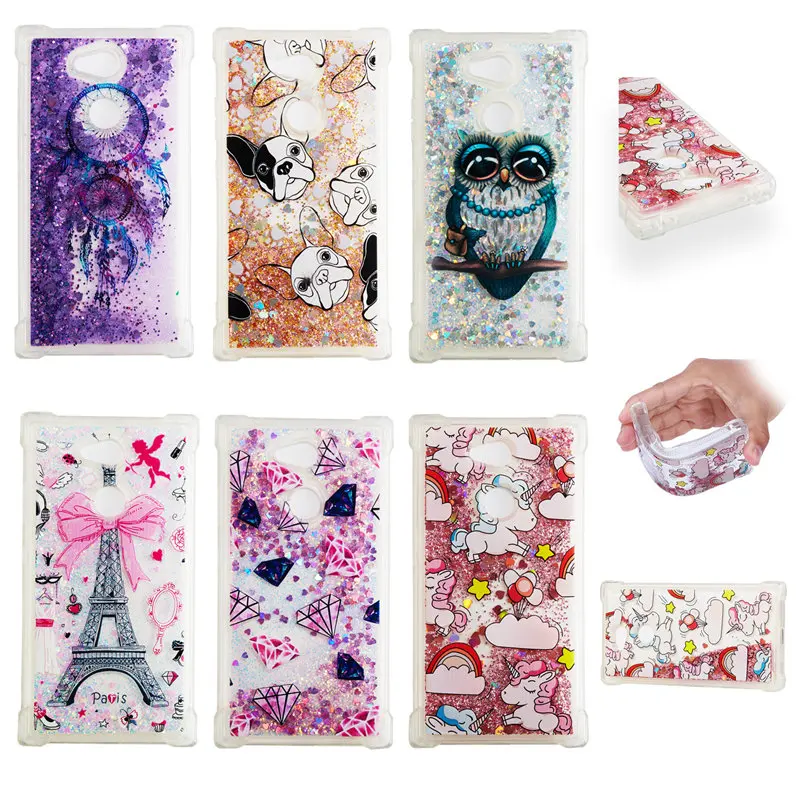 Блеск динамический жидкость зыбучие пески мягкий чехол TPU для sony Xperia L2 XA1 XA2 XZ1 XZ