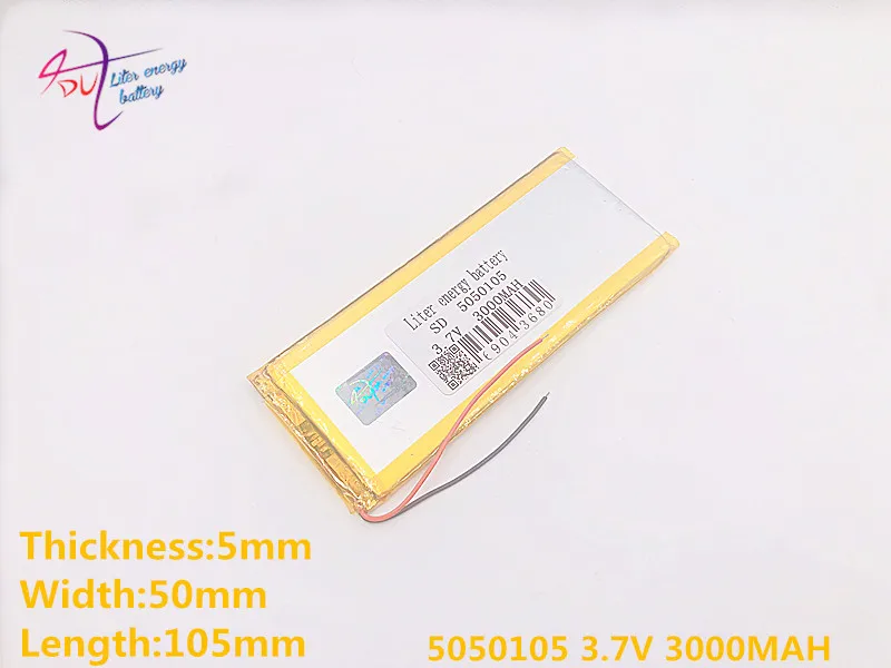 3.7V 3000mAh 5050105 0550105 Liter energy Lithium Polymer Li-Po li ion Rechargeable Battery cells For MP5 GPS mobile bluetooth |