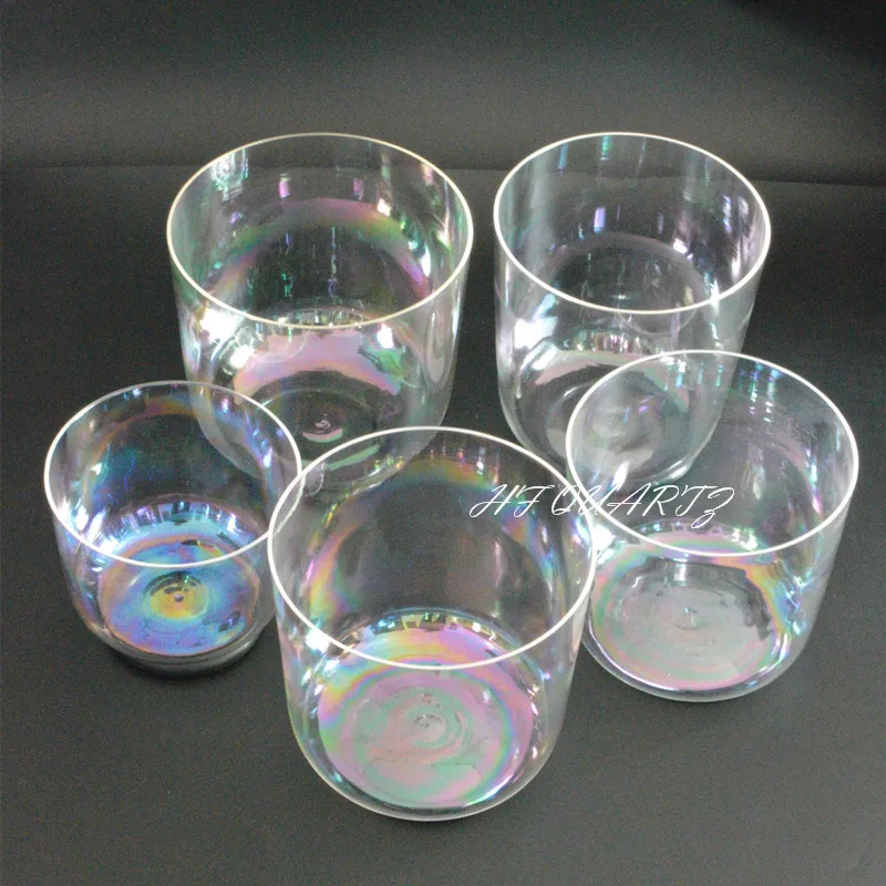 Кварцевая Хрустальная Поющая чаша HF с радужным светом настраиваемая красочная