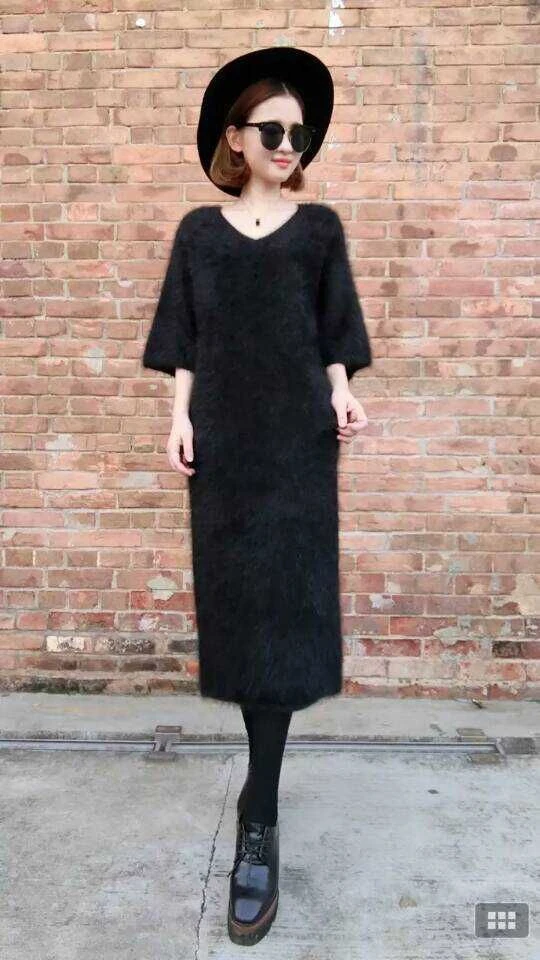 16 new winter Plush mink cashmere slim in the long haired sweater shirt free shipping | Женская одежда