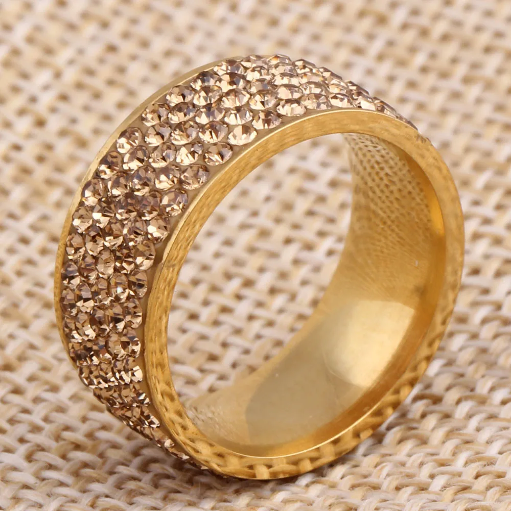 free shipping Gold Crystal Jewelry Free Shipping Wholesale Color Stainless Steel Weddind Rings for women | Украшения и аксессуары