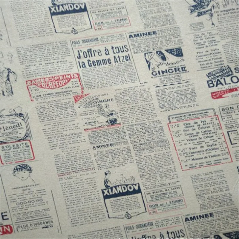 English newspaper printed linen cotton fabric | Дом и сад