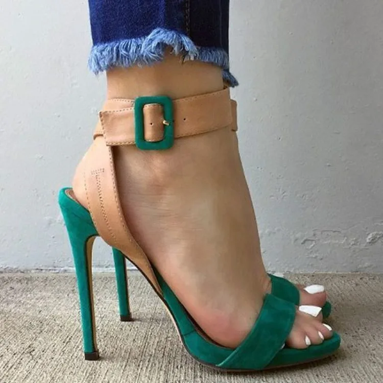 D1308 Green Olomm/женские босоножки на платформе; пикантные босоножки на тонком высоком каблуке; Очаровательные зеленые модельные туфли с открытым носком; женская обувь; большие размеры 5-15 - Цвет: D1308 Green