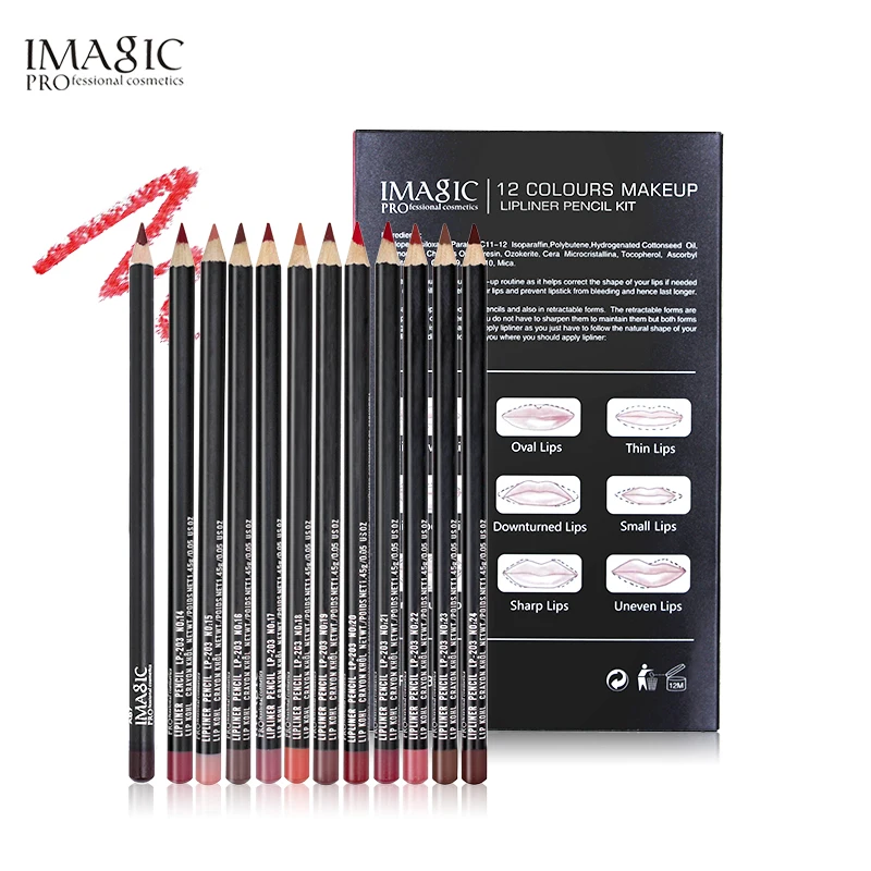 IMAGIC lipliner ручка мода длительное увлажнение Lipliner Водостойкий карандаш для губ 12 цветов+ 1 шт. точилка