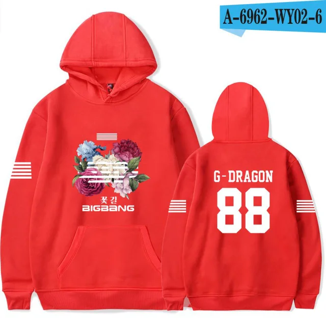 red Bigbang big bang bangtan Толстовка kpop Корейская harajuku Толстовка moletom feminino Модная брендовая куртка пальто размера плюс 4xl - Цвет: red