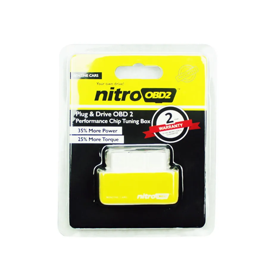 35% больше мощности 25% больше крутящего момента Nitro OBD2 увеличение производительности двигателя сохранение Fule NitroOBD2 желтый ящик для Автомобили, работающие на бензине