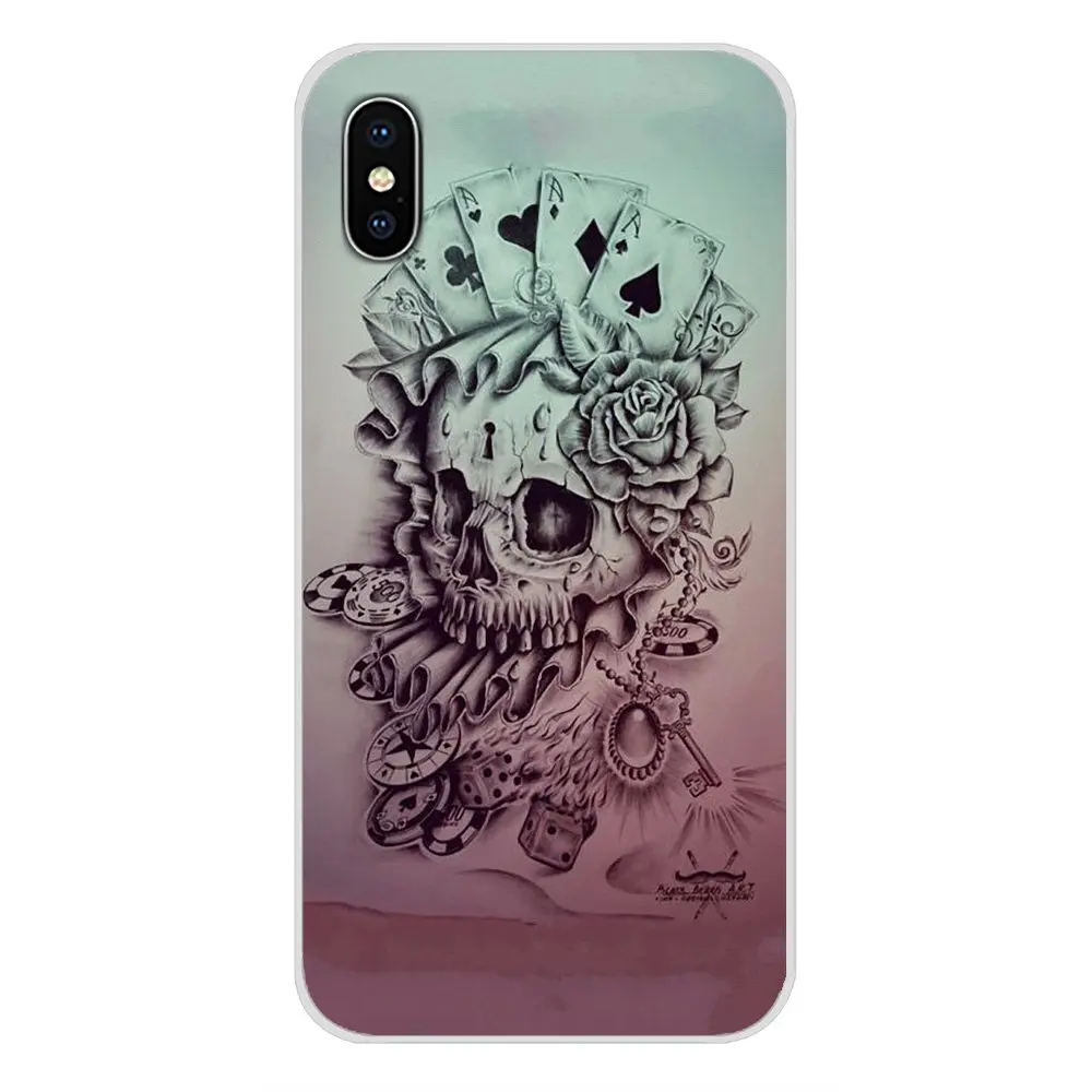 images 5 Аксессуары, чехлы для телефонов Xiaomi Redmi 4A S2 Note 3 3S 4 4X5 Plus 6 7 6A Pro Pocophone F1 Poker Skull Tatoo - Цвет: images 5