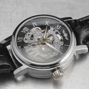 Часы наручные WINNER женские механические, брендовые автоматические с автоподзаводом, с резьбой по дереву и римским циферблатом, с кожаным ремешком, 2016