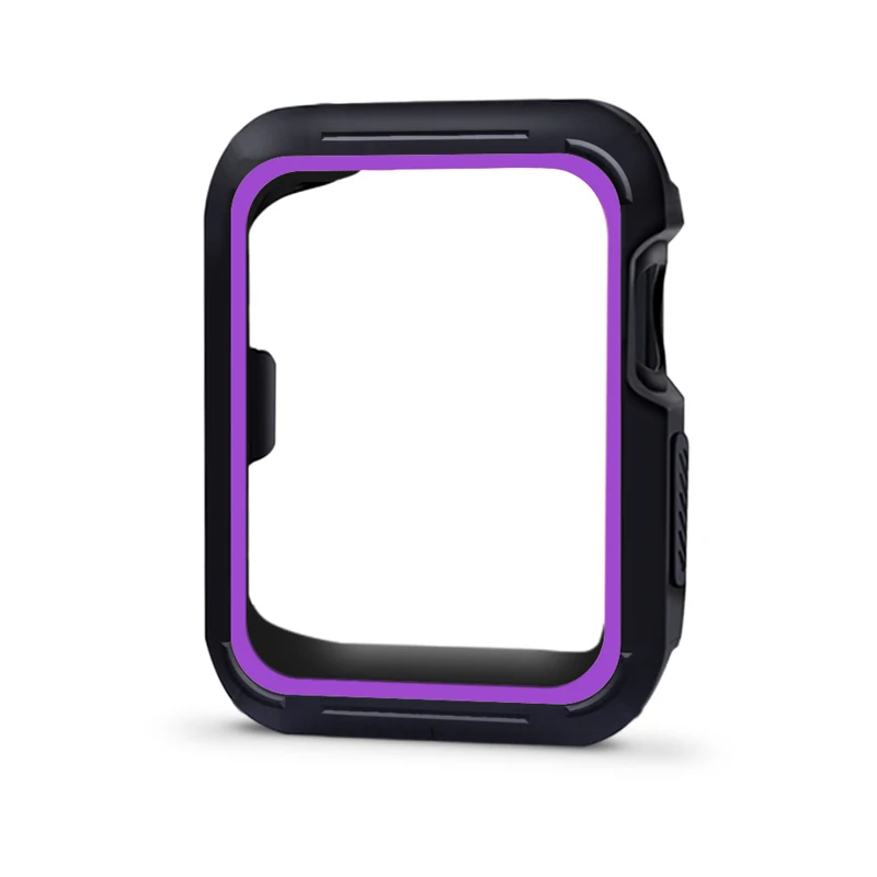 black purple TPU Cover For Apple watch Case Apple watch 5 4 44mm 40mm Silicone Protector Bumper for iWatch 3 2 1 42mm 38mm Accessories 44 40 - Цвет: black purple