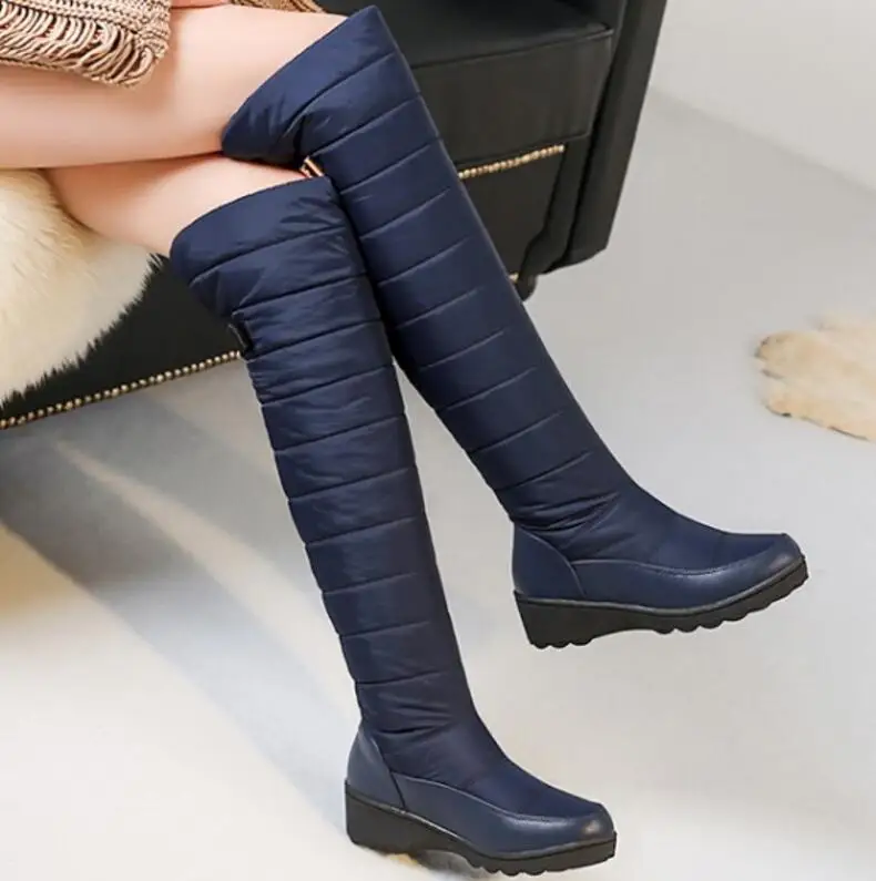 Sapato Feminino/женские сапоги до колена на танкетке женские зимние теплые ботиночки