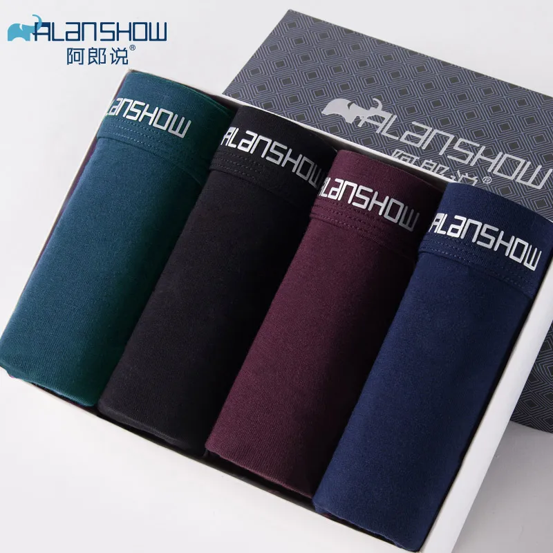 ALANSHOW 4 шт./лот мужское нижнее белье мягкие боксеры из модала мужские однотонные