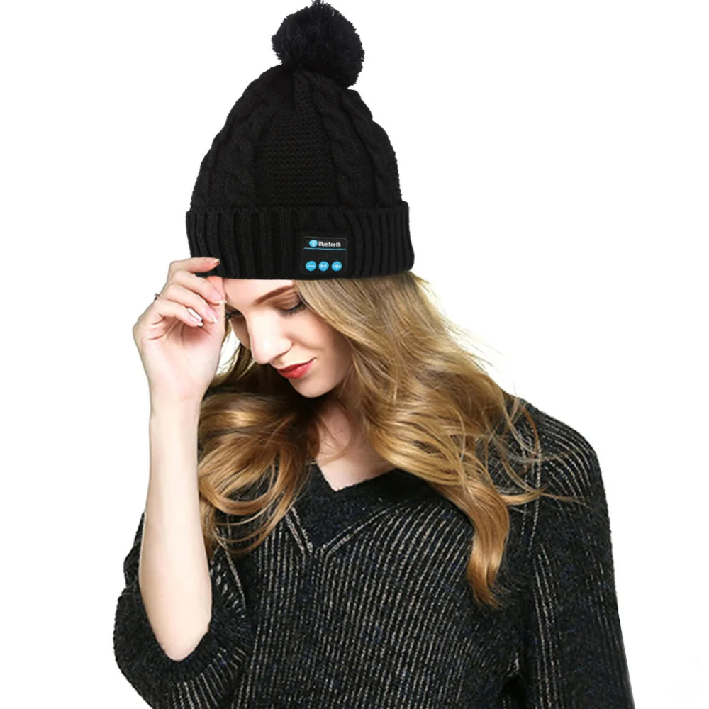 Женская музыкальная шапка беспроводные Bluetooth наушники бинауральная умная