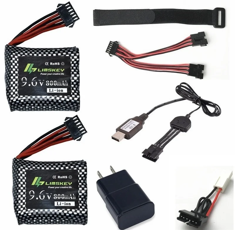 US EL Plug 800mah 9,6 V батарея и(2 в 1) 9,6 v зарядное устройство кабель для JYRC S911 9115 9116 S912 RC автомобиль Обновление Запасные части 9,6 V батарея - Цвет: US
