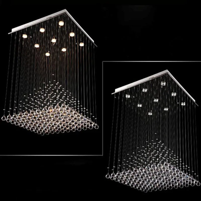 Modern Quadrate K9 Crystal Fish-type line LED Chandelier Pyramid Shape Lamps Stair Sitting room bedroom | Лампы и освещение