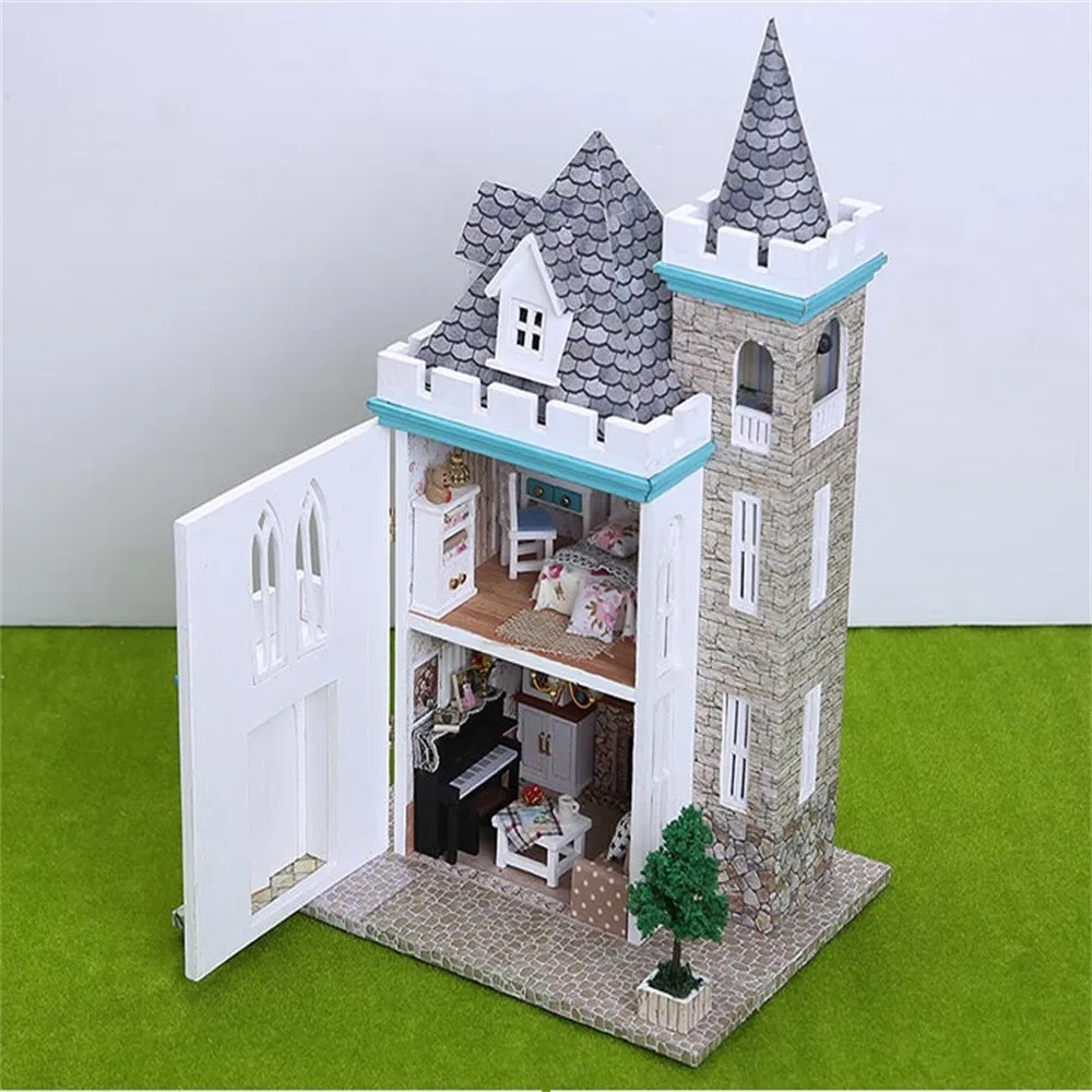 Рождественский подарок милый мультфильм 3D Деревянный DIY Миниатюрный светодио дный дом мебель led головоломки Украсить Творческие подарки
