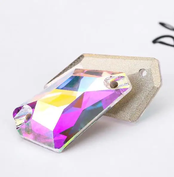 

K9 Sew On Stone 12x24mm rhombus shape AB Crystal Square Sew On Rhinestone Flatback Sewing Crystals Dress Garment Jewelry