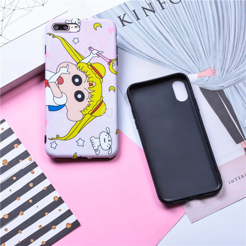 Сейлор Мун узор Забавный карандаш Shinchan IMD Телефон чехол для iPhone 6 S 8 7 Plus XR X мягкий