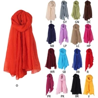 new fashion new 16 colors women long scarf wrap scarves vintage cotton linen large shawl hijab elegant solid black red whi