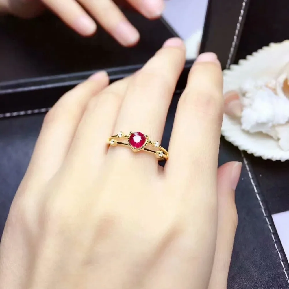 Shilovem натуральный сжигание голубя крови кольца из рубинового драгоценного камня для женщин Настоящее 925 пробы серебро подарок модный mj0505880agh