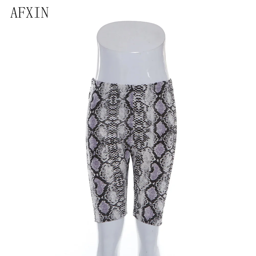 Женские байкерские шорты с принтом змеи облегающие высокой талией для фитнеса на