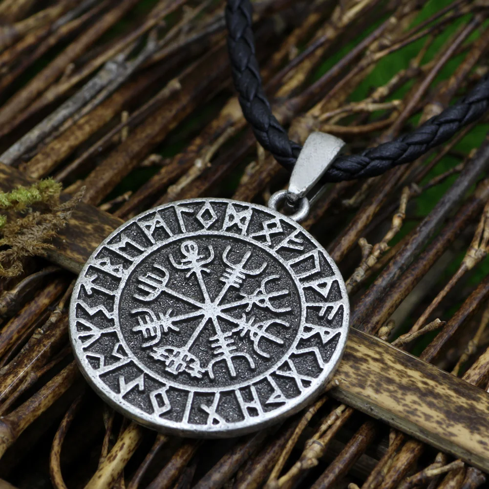 Norway Valknut pagan amulet Vegvisir Viking Wax Cord Scandinavian Norse Vikings Amulet Jewelry Runes Pendant Necklace | Украшения и