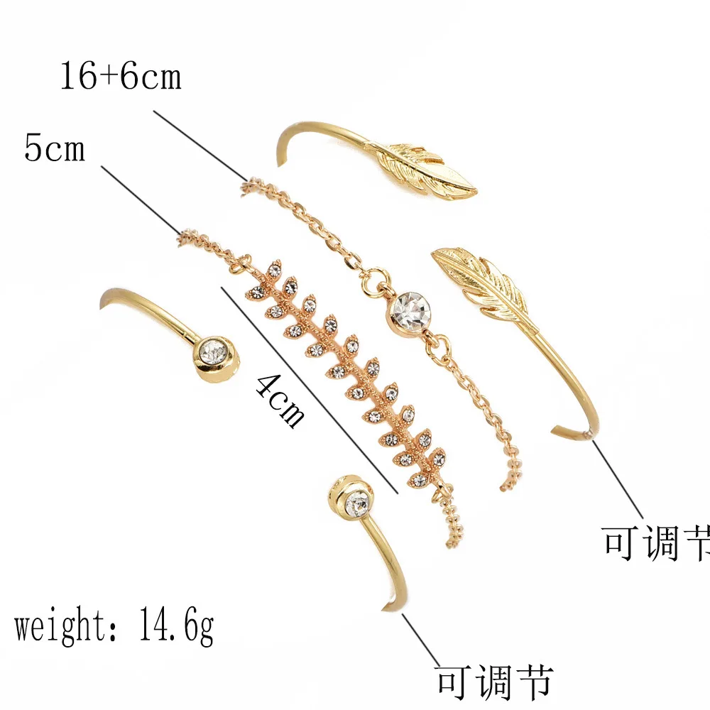 4 шт./упаковка женские браслеты с листьями|Цепочки и браслеты| |