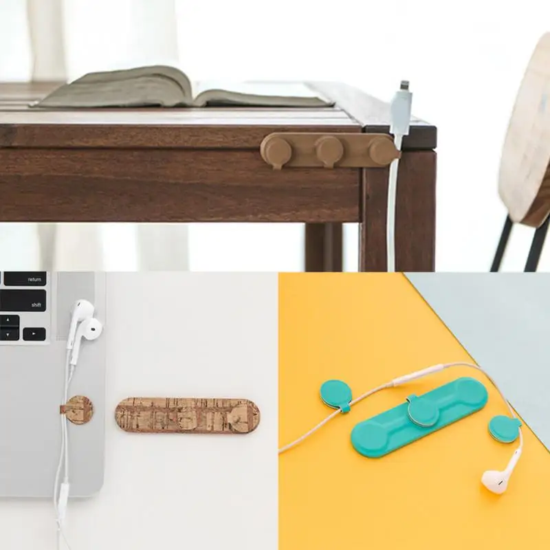 New Wood Grain Magnetic Cable Winder Wire Organizer Earphone Holder Cord USB Charging Line Desktop Clips |