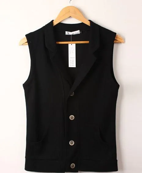 Модная Мужская одежда для мужчин отдыха Вязание короткая майка тонкий жилетки с