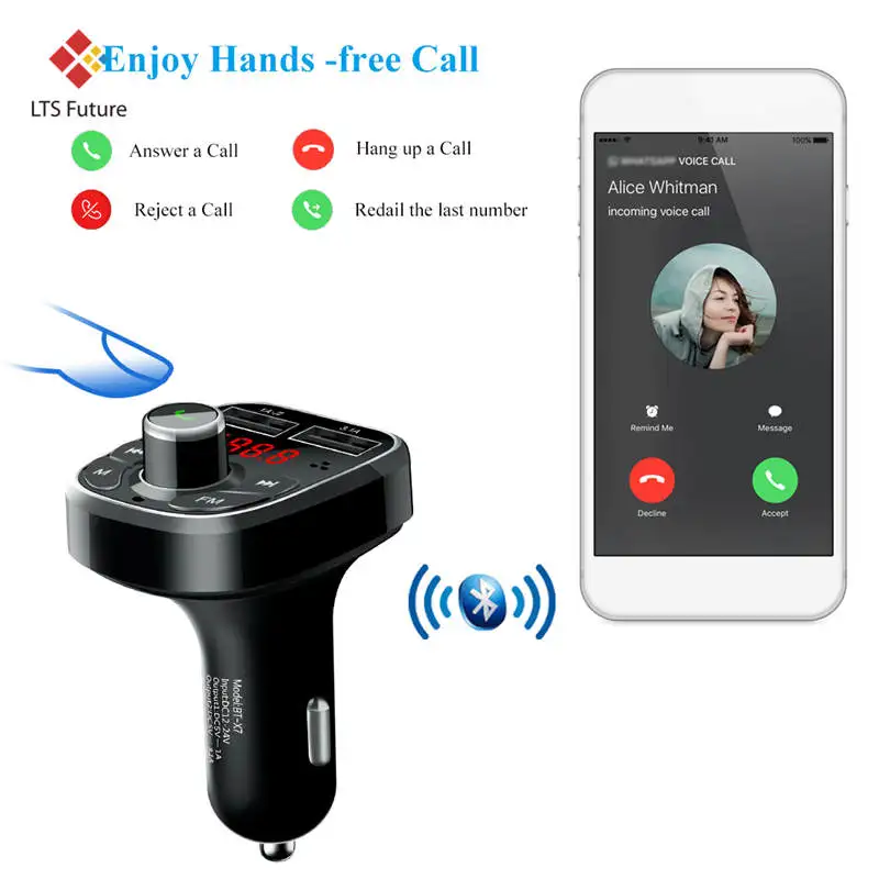 Multi Функция громкой связи Bluetooth Car Kit MP3 fm передатчик аудио плеер 2 Dual USB Порты и