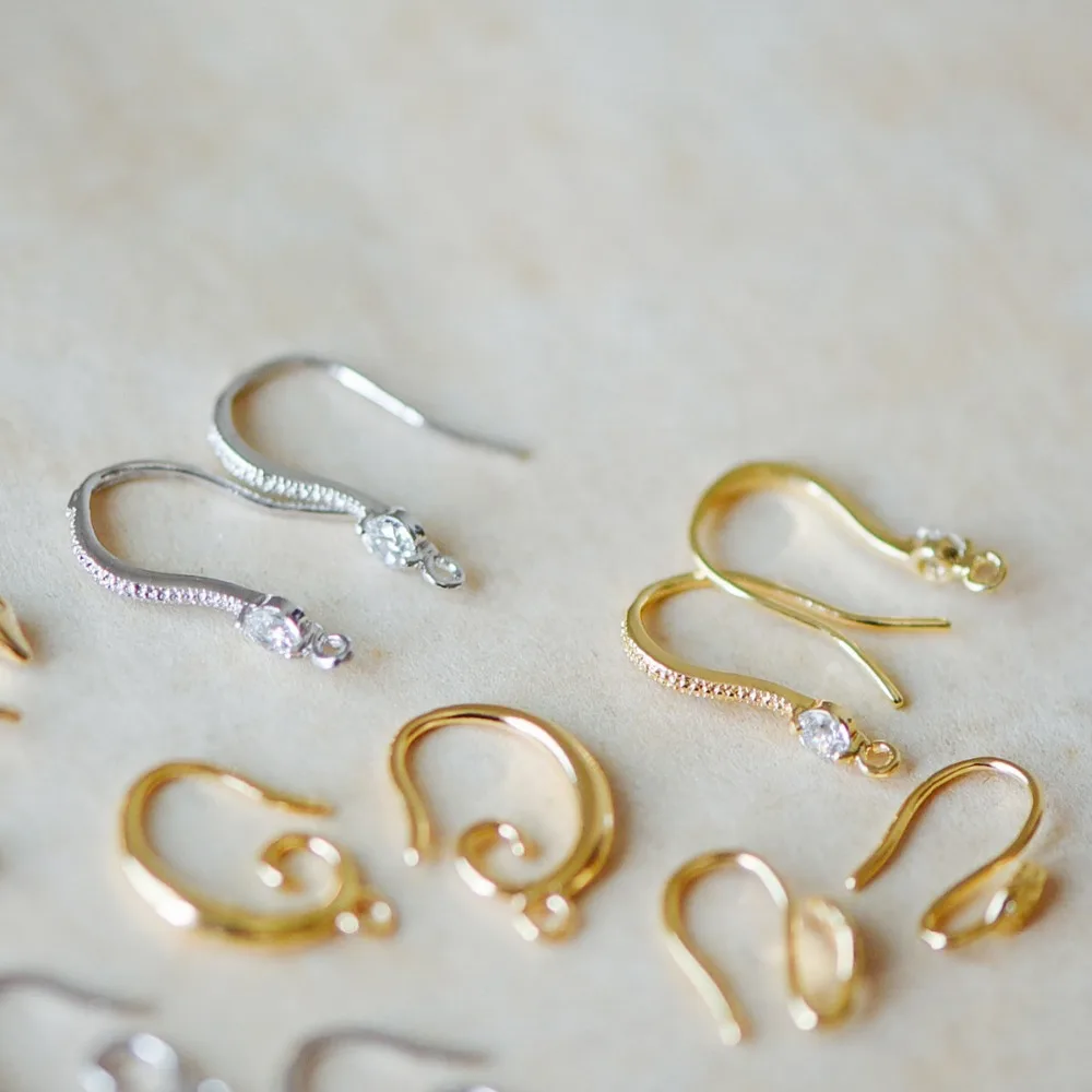 10 шт./лот золото/серебро уникальный ушной крючок настоящее золото/родиевое