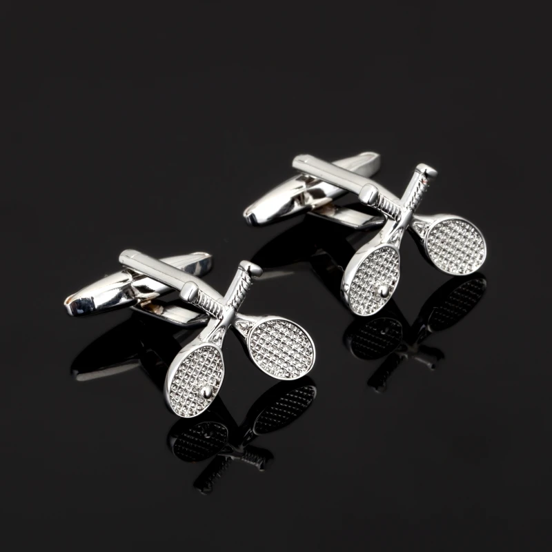 

Tennis Racket Cufflinks Silver Color Copper Nolvety Sport Design Best Gift For Men Cuff Links Wholesale&retail