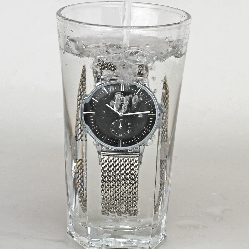 Часы наручные WWOOR Мужские кварцевые брендовые Роскошные модные повседневные